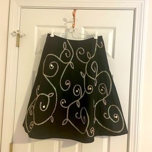 Lovely Lapis skirt! Beautiful stitching adorned w/ribbon & sequins/beads. Sz M.